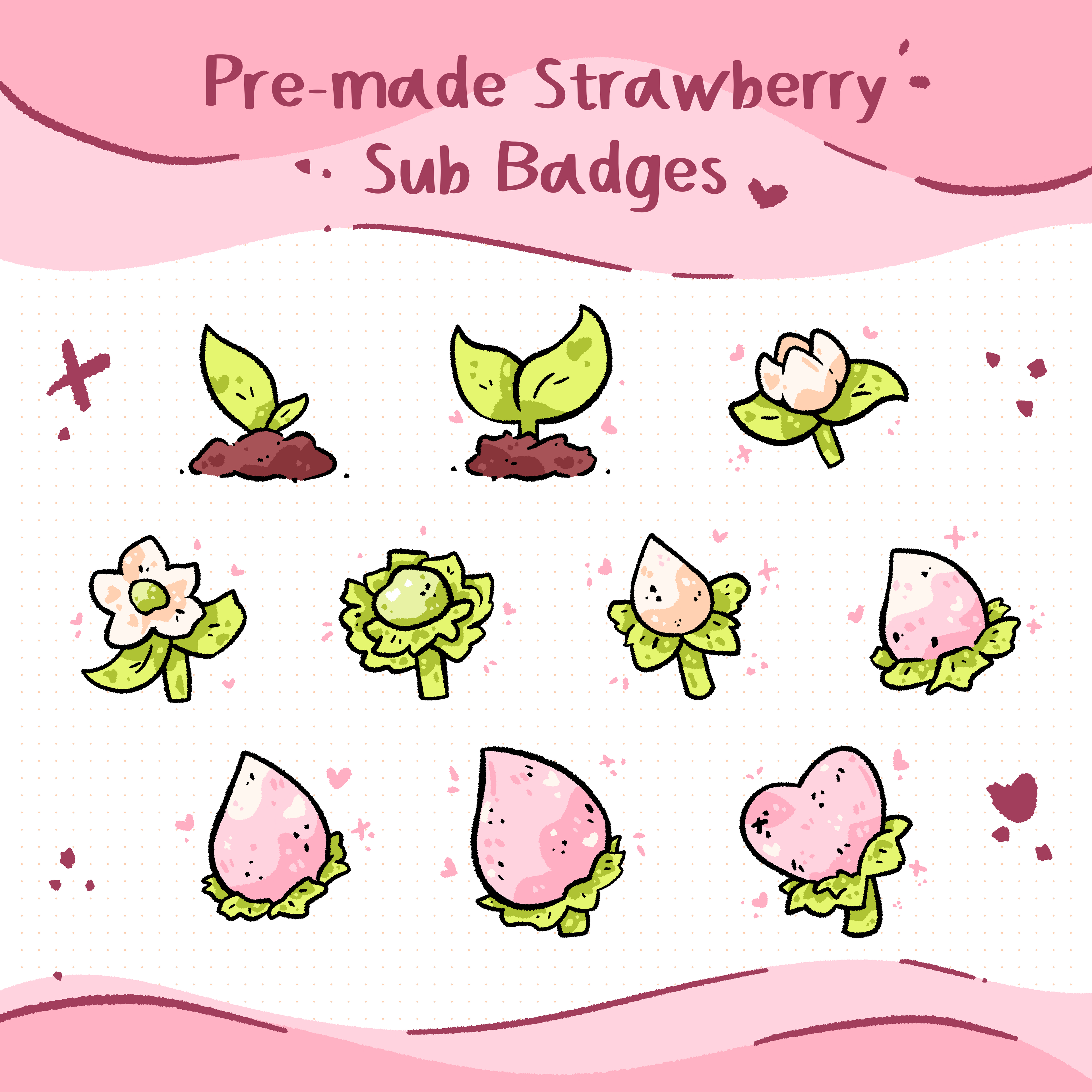 Growing Strawberry - Subscriber Badges (digital)